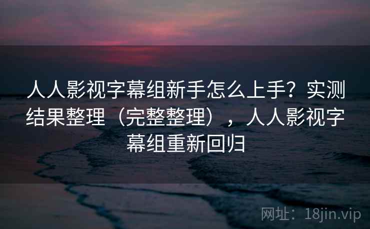 人人影视字幕组新手怎么上手？实测结果整理（完整整理），人人影视字幕组重新回归