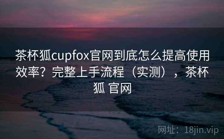茶杯狐cupfox官网到底怎么提高使用效率？完整上手流程（实测），茶杯狐 官网